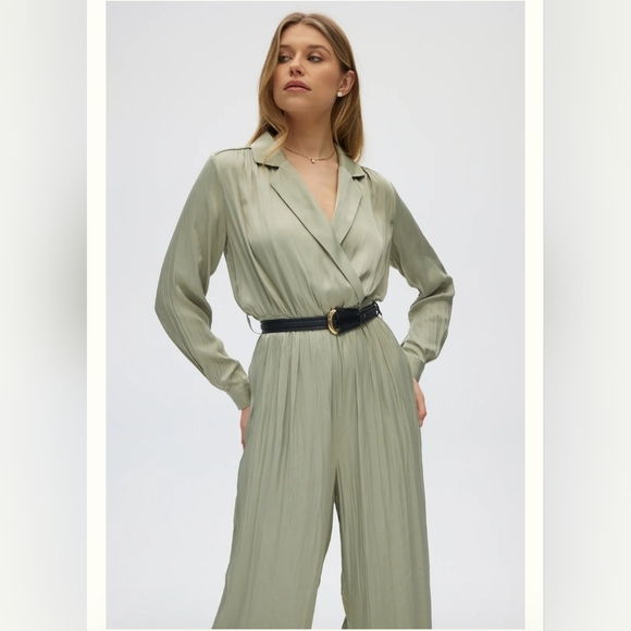 Joie/ Elegant Sage Green Jumpsuit/ Pleated/ Size US S - Picture 1 of 16